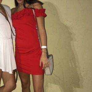 Red mini dress